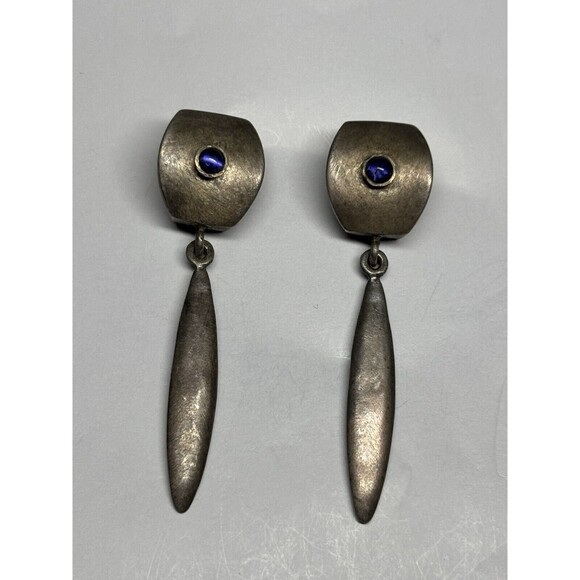 Designer Meryl Waitz Sterling Silver 925 Dangle Earrings Modernist Fine Jewelry - Picture 1 of 8